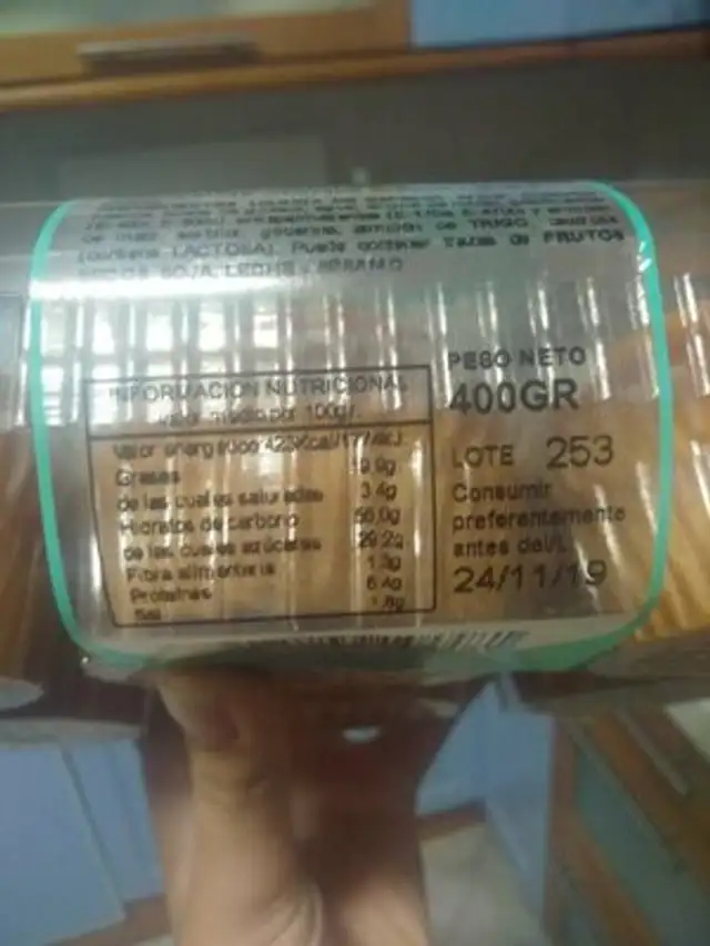 Magdalenas Espelta nutrition facts table