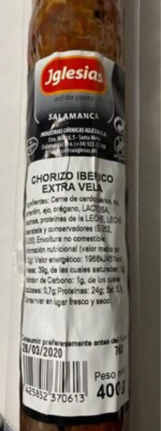 Chorizo iberico extra vela