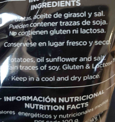 Patatas fritas ingredients label