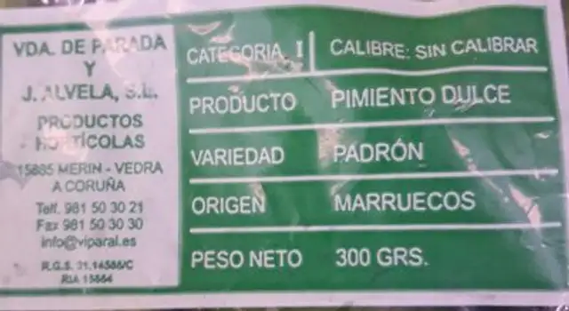Casa parada nutrition facts table
