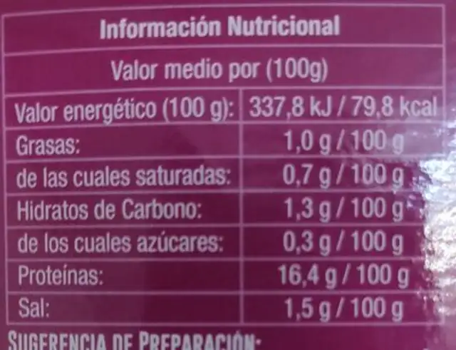 Rejo Cocido nutrition facts table