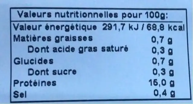 Pulpito cuit nutrition facts table