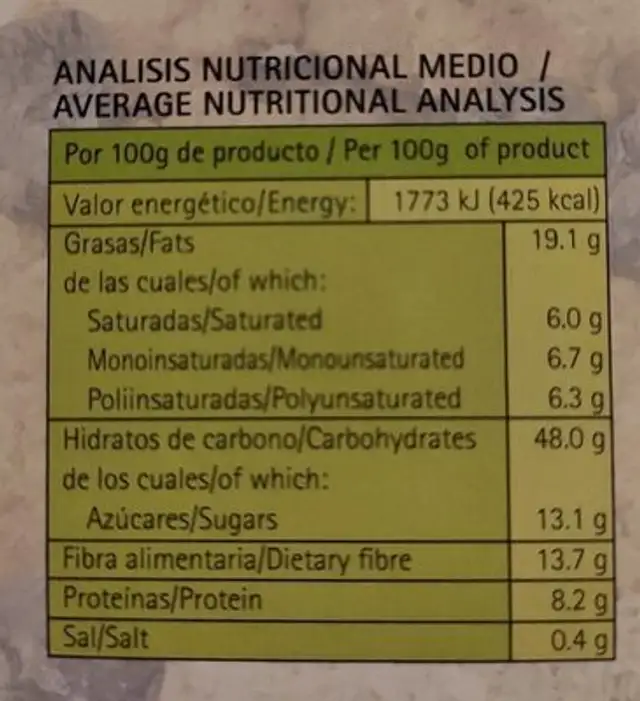 Gall. Fibra Saciante S / a 150G, Sanavi nutrition facts table