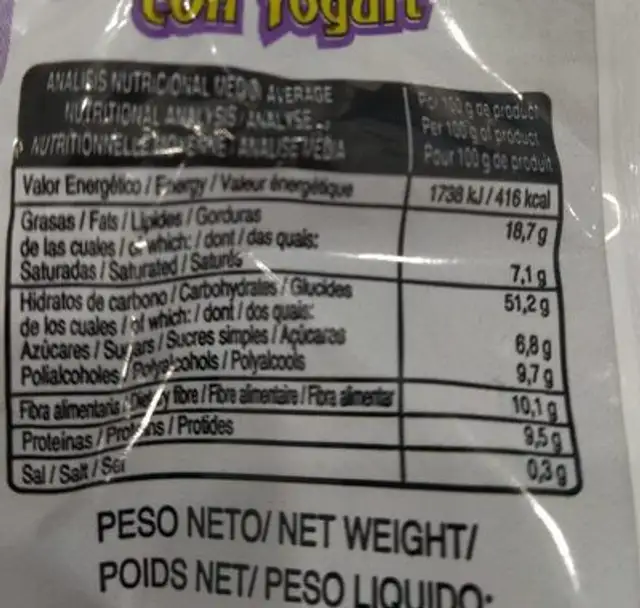 Yogurvi nutrition facts table