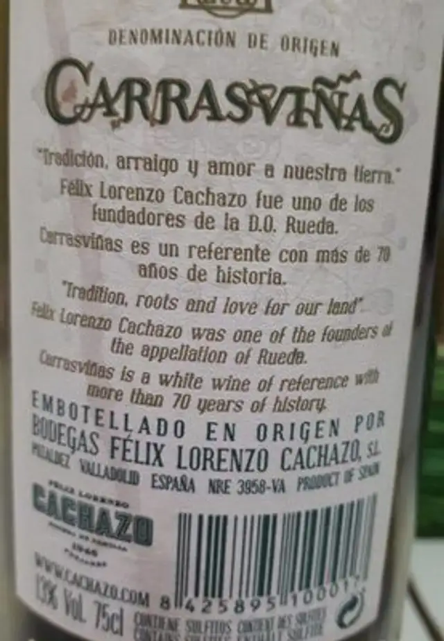 Carrasvinas nutrition facts table