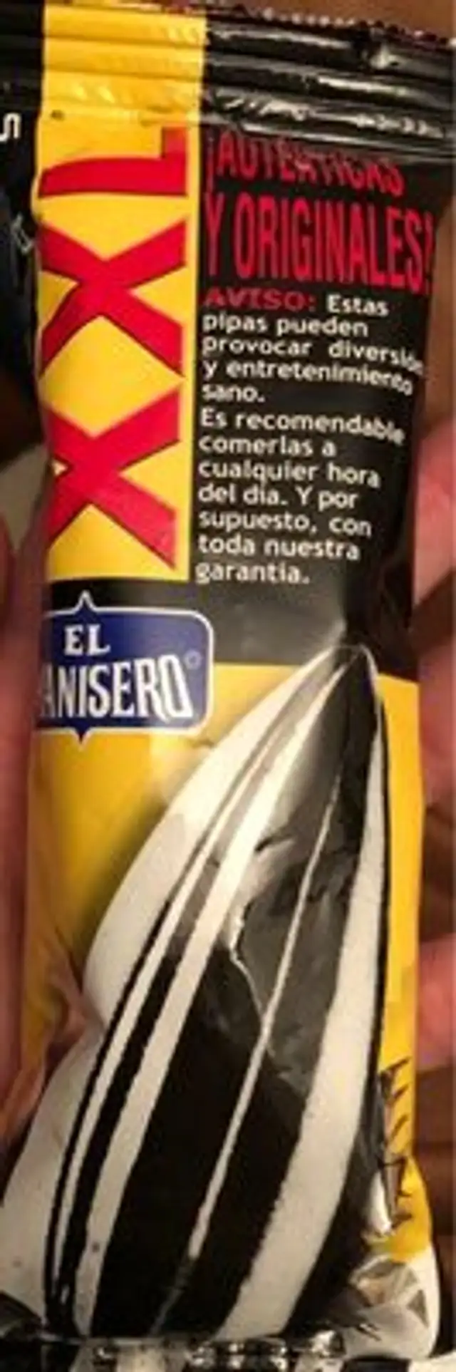 Pipas XXL nutrition facts table