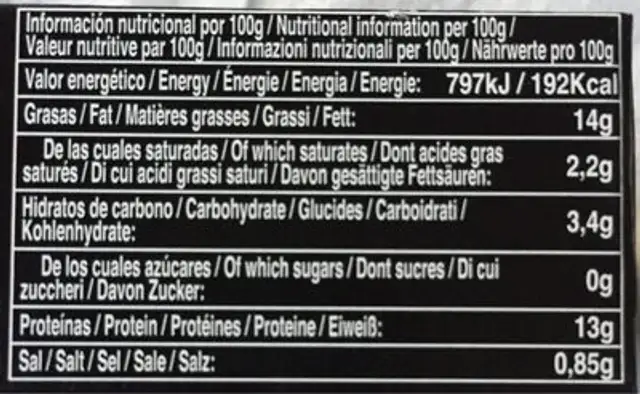 Mejillones en Escabeche nutrition facts table
