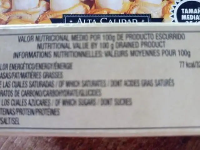 Berberechos al natural nutrition facts table