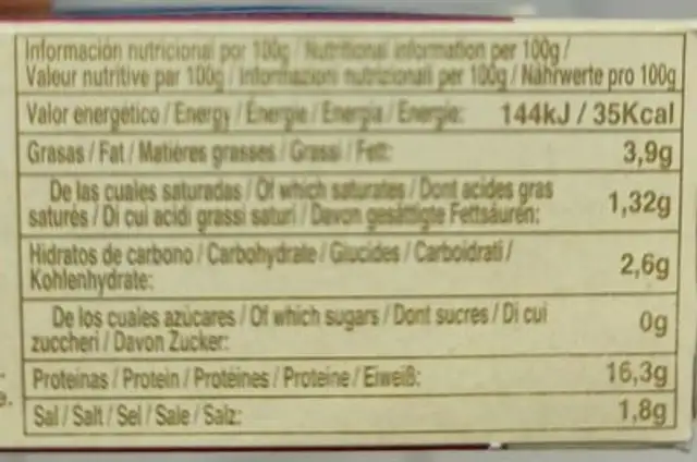 Almenas al natural nutrition facts table