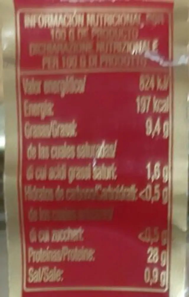 Filetes de Bonito en aceite de girasol nutrition facts table