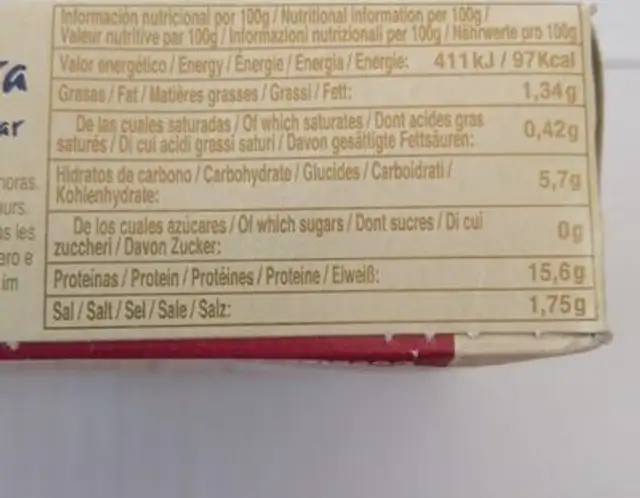 Berberechos nutrition facts table