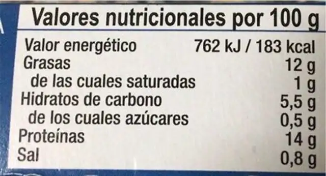 Almejones en salsa de vieira nutrition facts table
