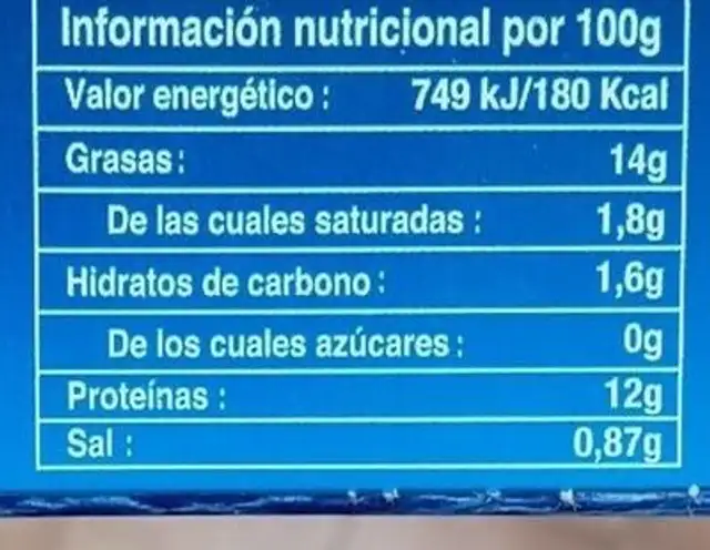 Mejillones en escabeche nutrition facts table