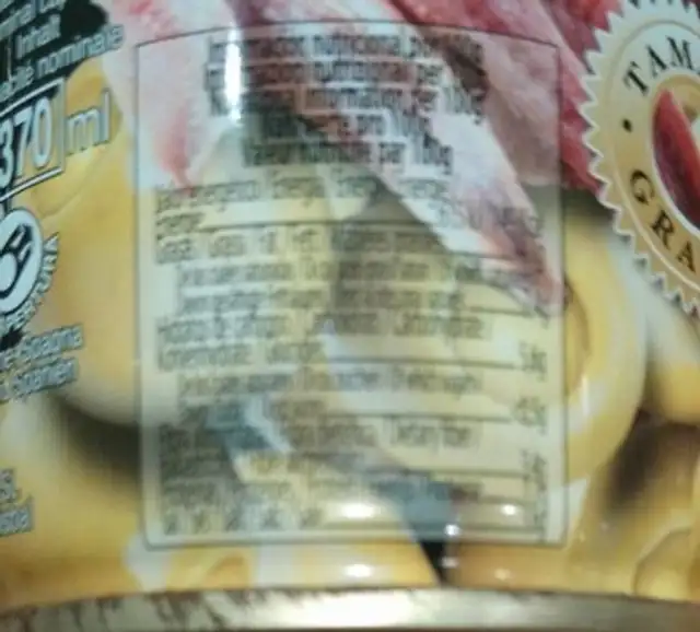 Aceituna Baymar 370gr. rell. an nutrition facts table
