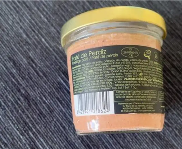 Perdiz pate nutrition facts table