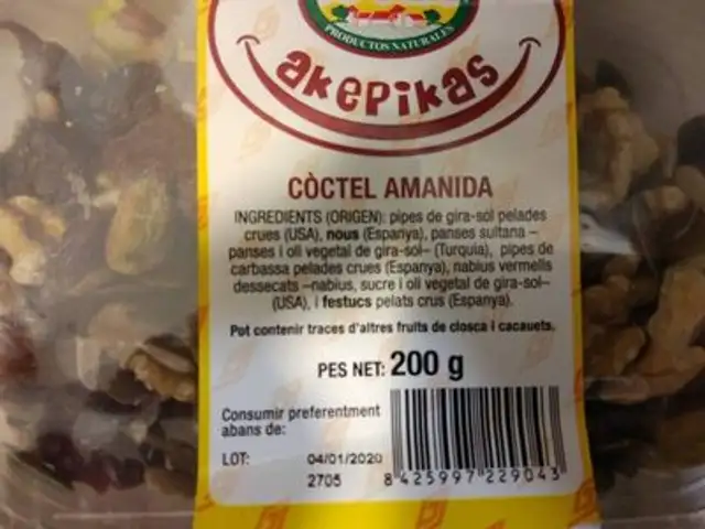 Còctel ensalada ingredients label