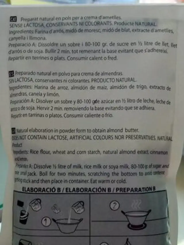 Menjablanc de Reus nutrition facts table