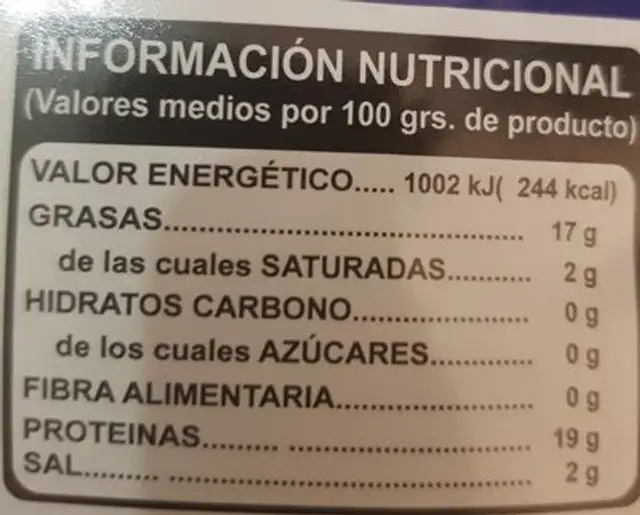 Atun en aceite de girasol nutrition facts table