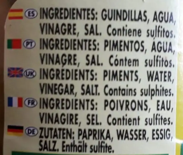 Pipparras extra ingredients label