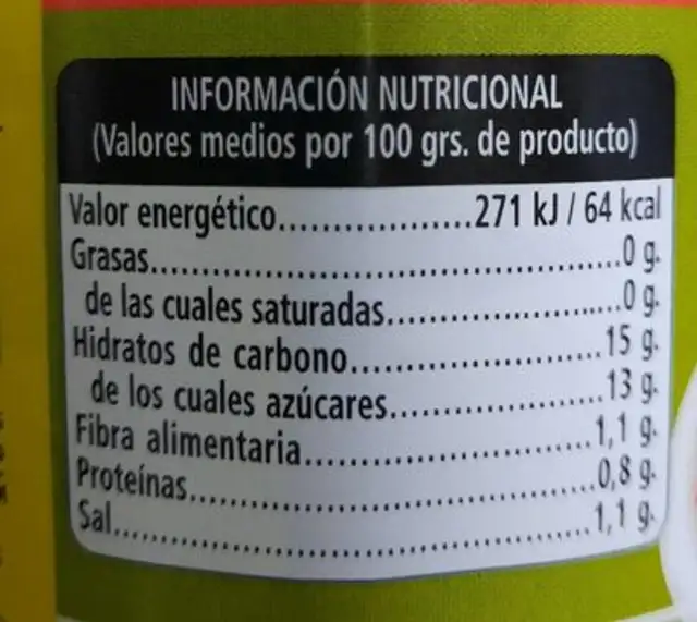 Ensalada de pimientos nutrition facts table