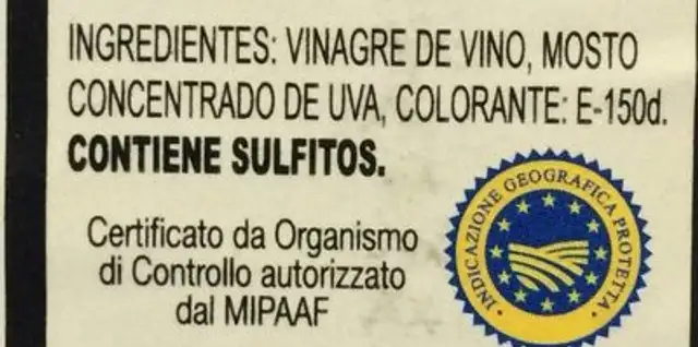Vinaigre balsamique ingredients label