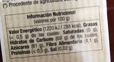 Carne de Membrillo nutrition facts table