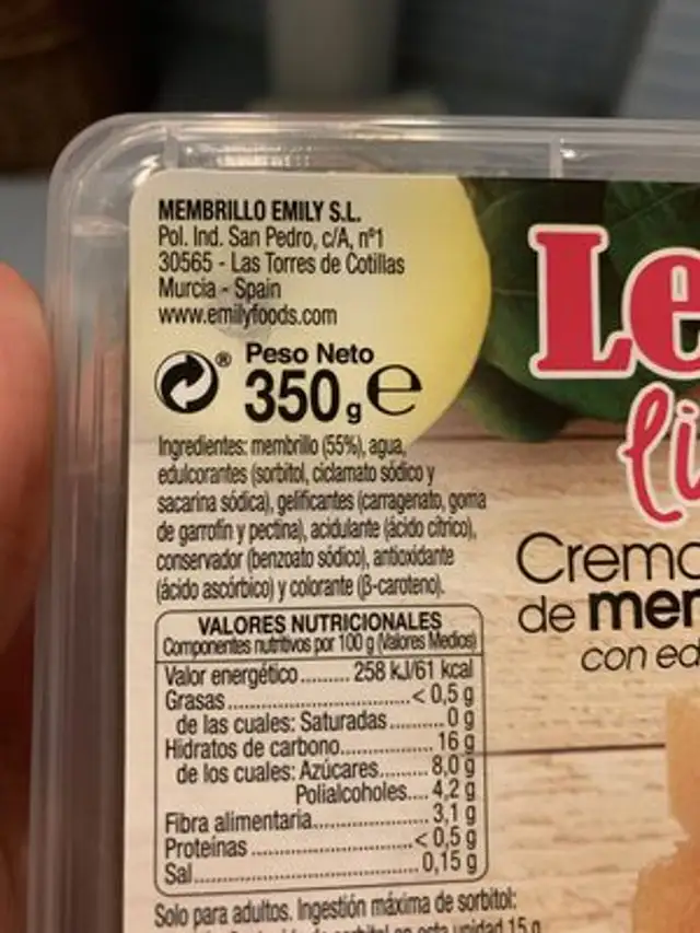 Leduk light ingredients label