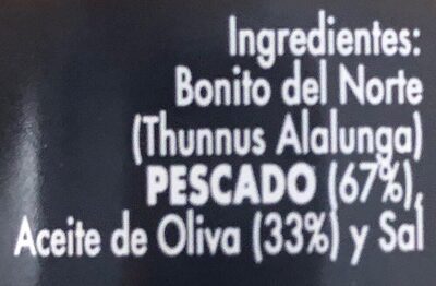 Bonito del norte en aceite de oliva ingredients label