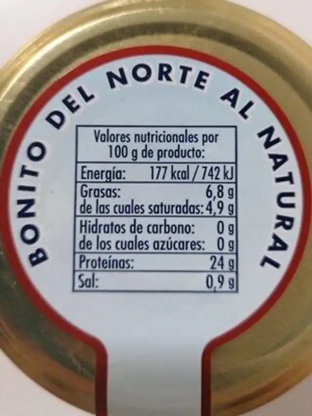 Bonito del norte al natural nutrition facts table