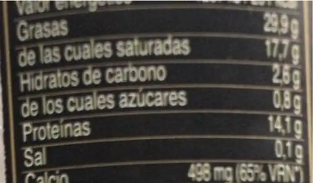 Queso fresco tradicional de cabra nutrition facts table