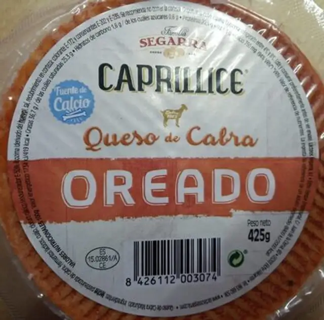caprillice oreado nutrition facts table