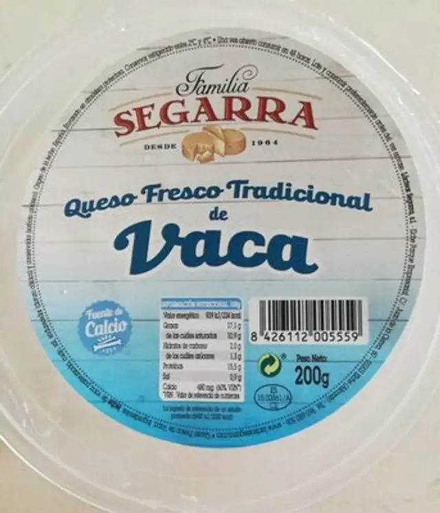 Queso fresco nutrition facts table