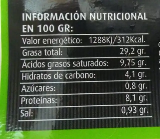 Paté de pato a las finas hierbas nutrition facts table