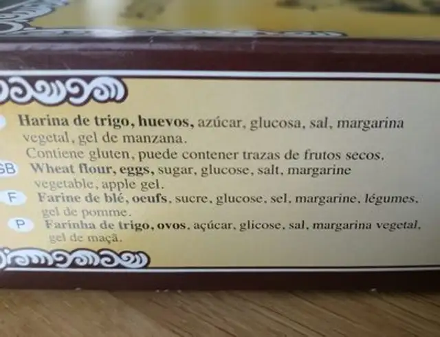 Hojaldres Milagritos ingredients label