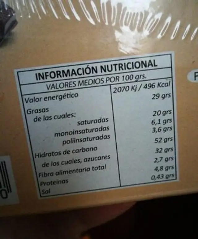 Hojaldres con chocolate nutrition facts table