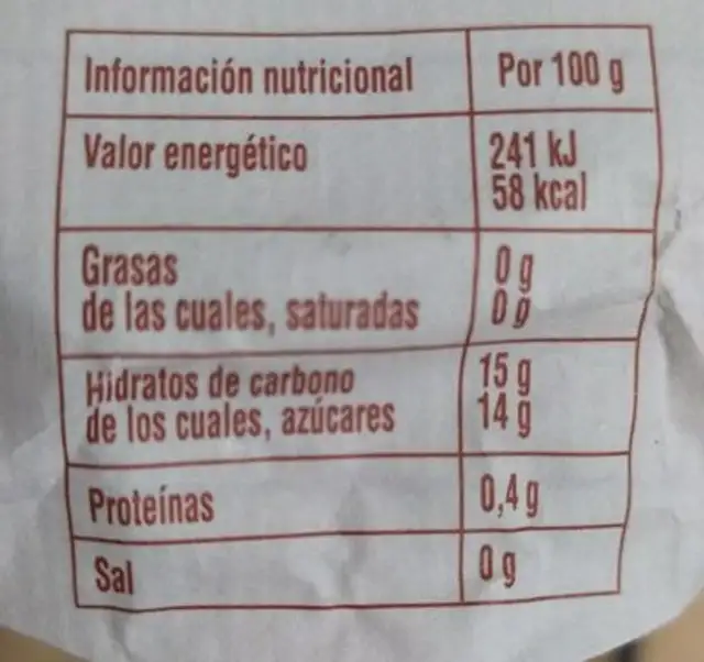 Melocotón en almíbar extra casero pelado a mano nutrition facts table