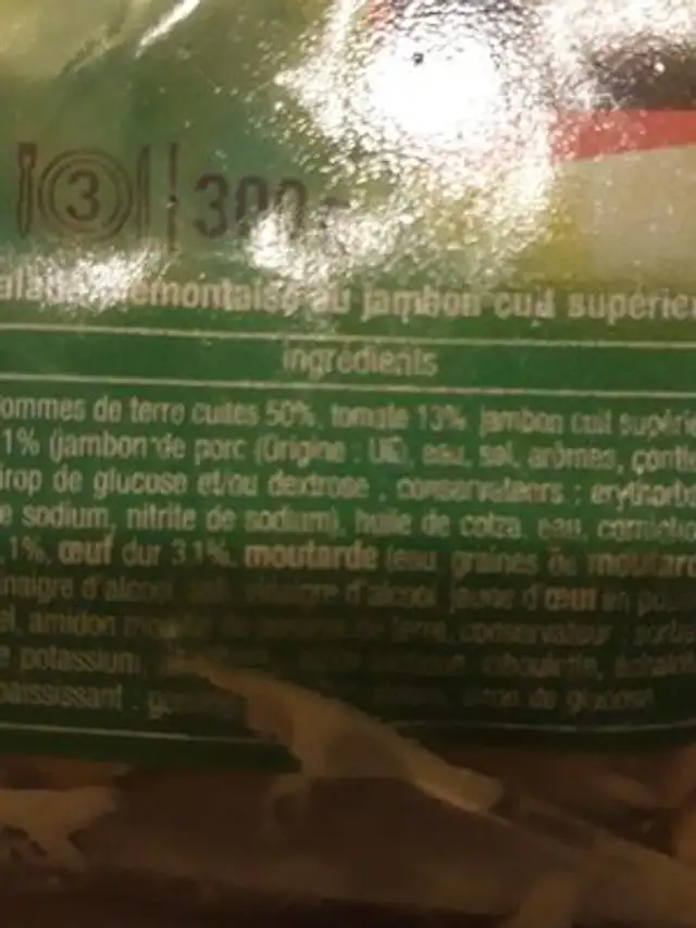 Carte Gaumont Pathé ingredients label