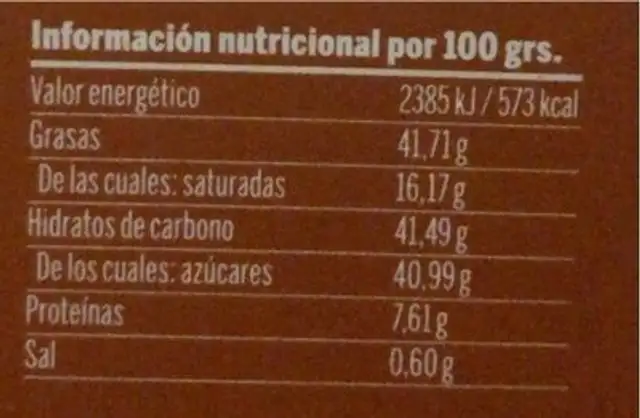 Turron citricos nutrition facts table