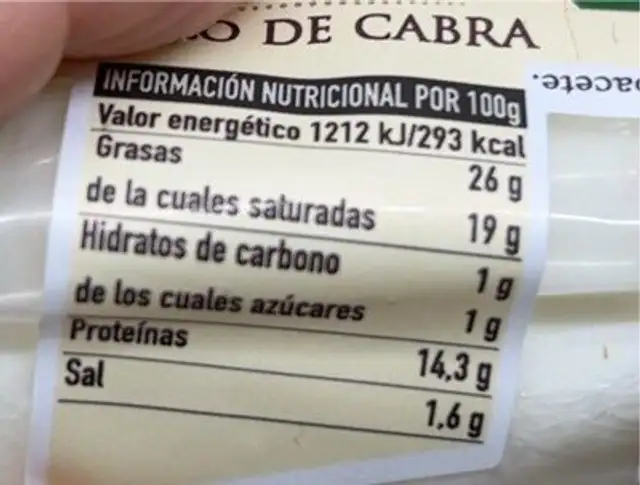 Rulo de cabra nutrition facts table