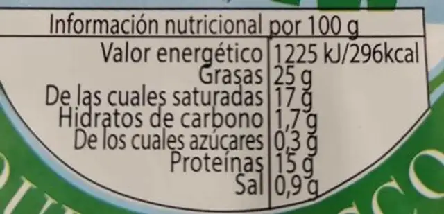 Queso fresco de cabra nutrition facts table