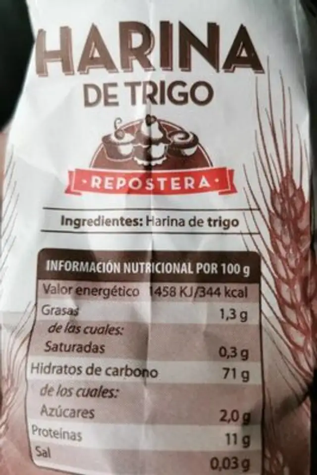 Harina de trigo repostera nutrition facts table