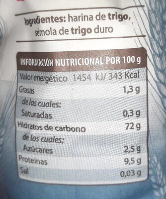 Harina de trigo nutrition facts table