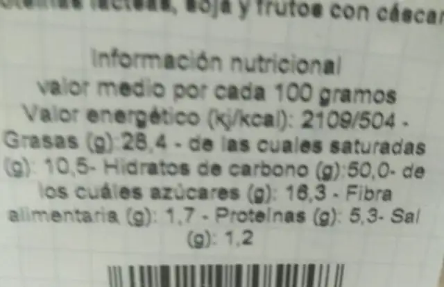Coca chicharrones nutrition facts table