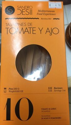 Tallarines tomate y ajo