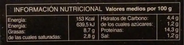Albóndigas en salsa nutrition facts table