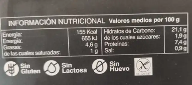 Arroz con pollo de corral nutrition facts table