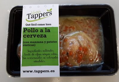 Pollo a la cerveza con manzana y patatas rústicas