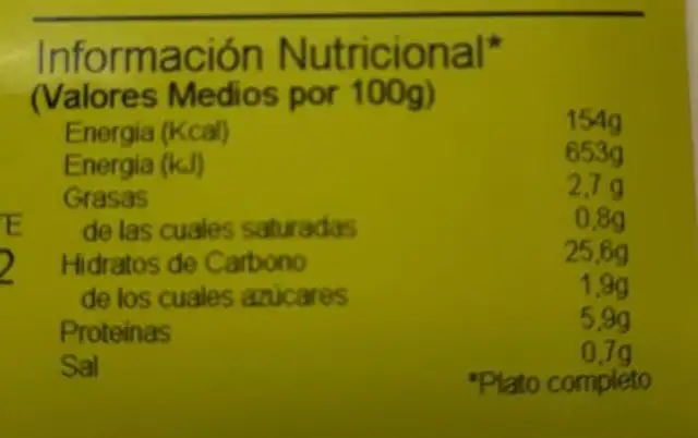 TAPPERS - Bitoques encebollados con arroz salvaje nutrition facts table