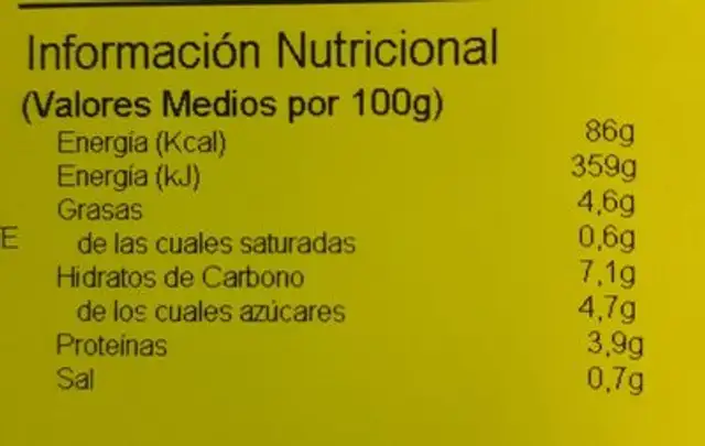 TAPPERS - Berenjena japo con soja y calamar nutrition facts table