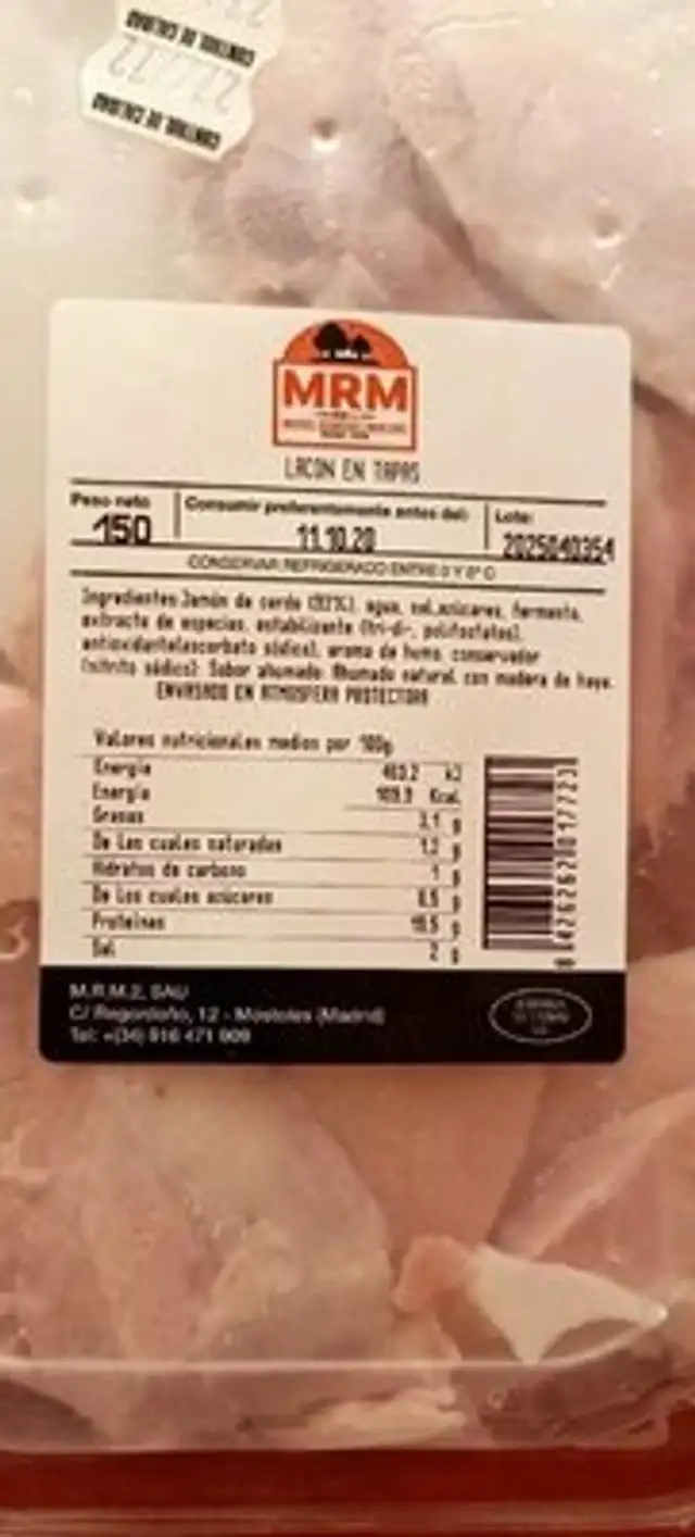 Lacón en tapas nutrition facts table